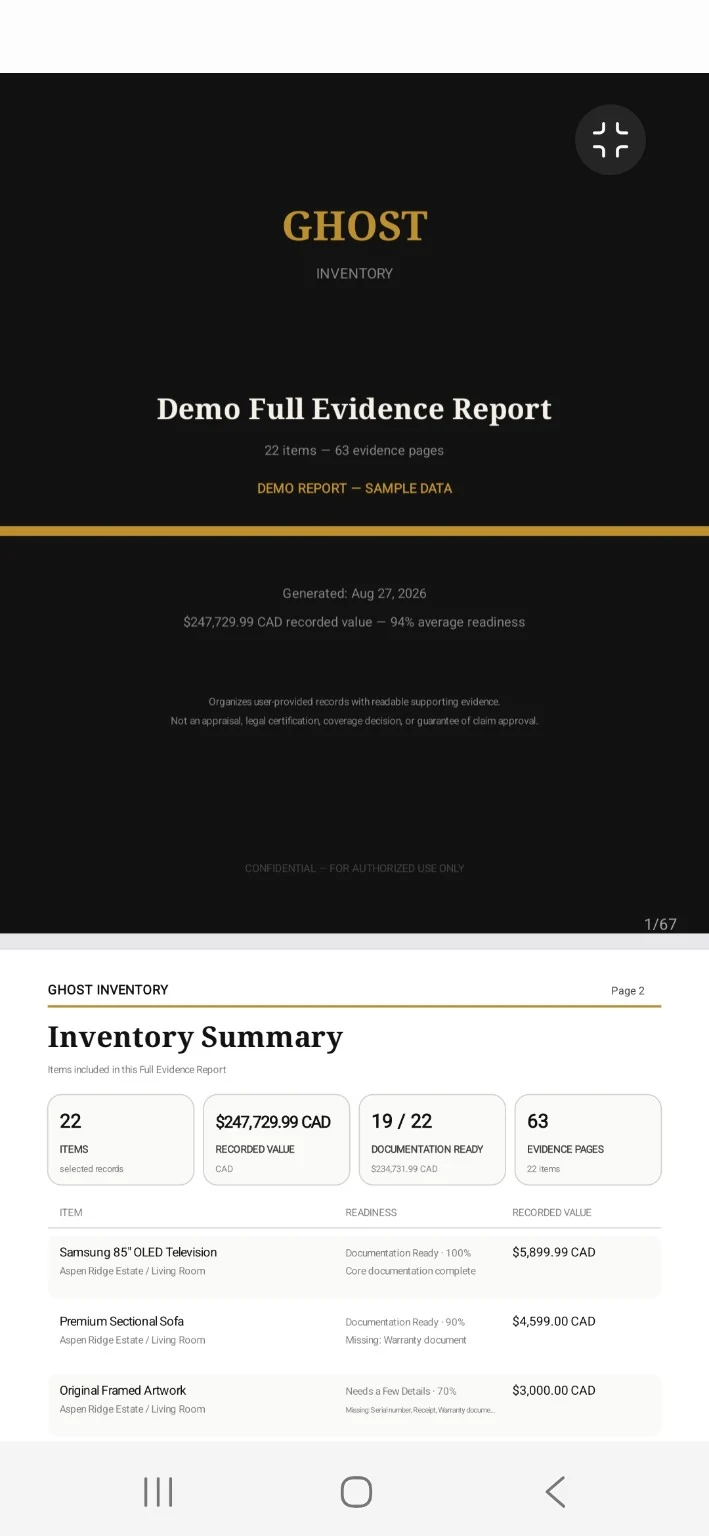 Ghost Inventory Full Evidence Report