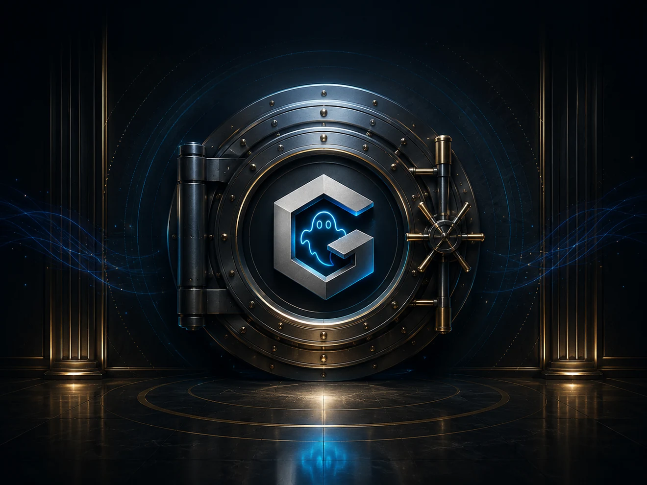Ghost Inventory vault door with the Ghost Inventory logo